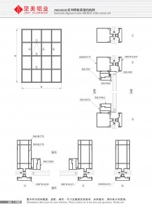 Structural drawing of JMGR202 series open frame curtain wall
